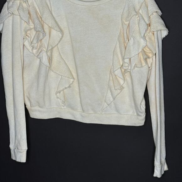 LoveShackFancy S Melanie Top Ruffle Front Detail Cream Tie Dye Coloring *flaw - Picture 5 of 10